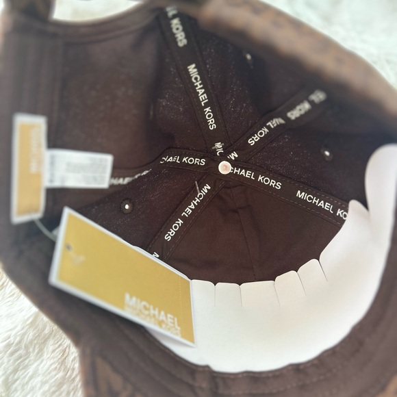 NWT Michael Kors Monogram MK Logo Brown Baseball Cap Hat One Size - Picture 5 of 5